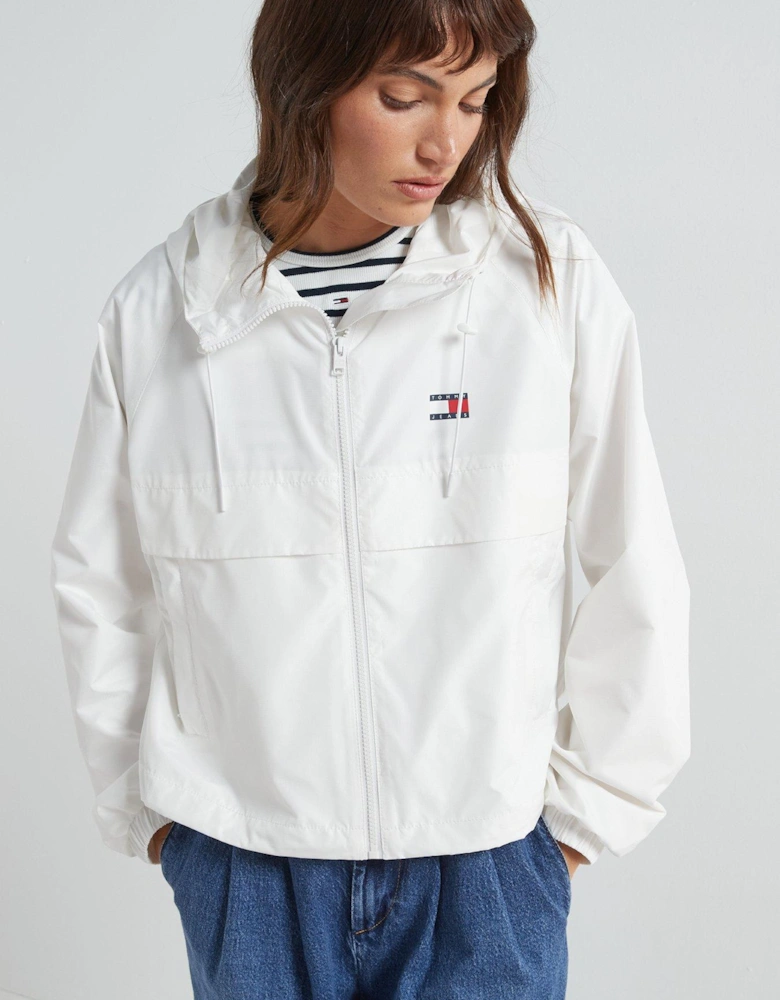 Hooded Windbreaker Jacket - White