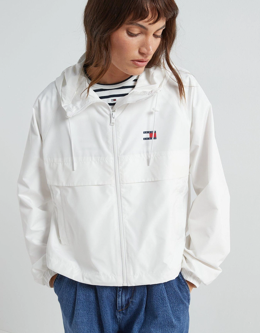 Hooded Windbreaker Jacket - White
