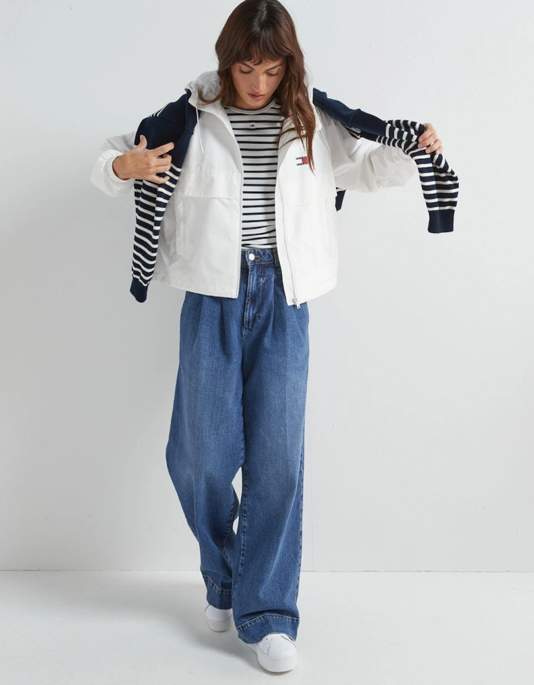 Hooded Windbreaker Jacket - White