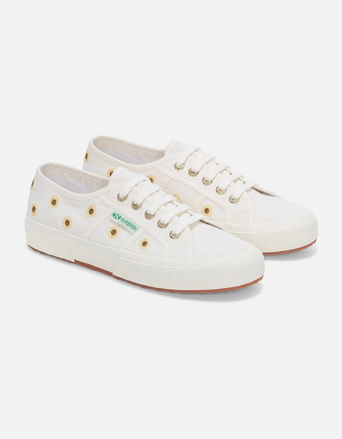 Embroidery Linen Sunflower Linen Women's White Trainers, 6 of 5
