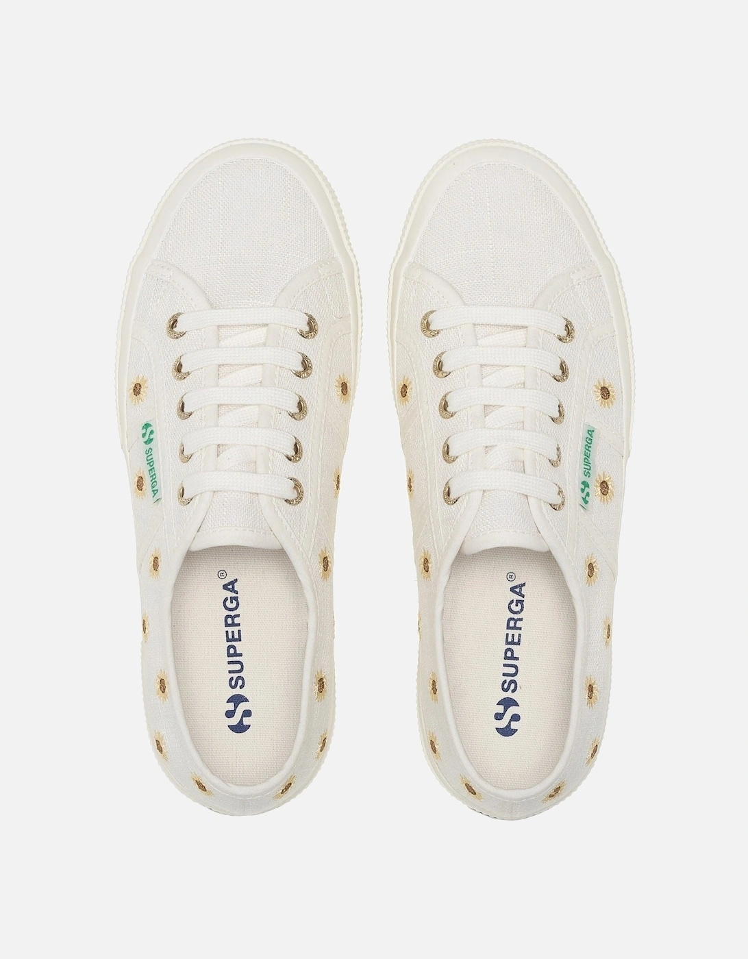 Embroidery Linen Sunflower Linen Women's White Trainers