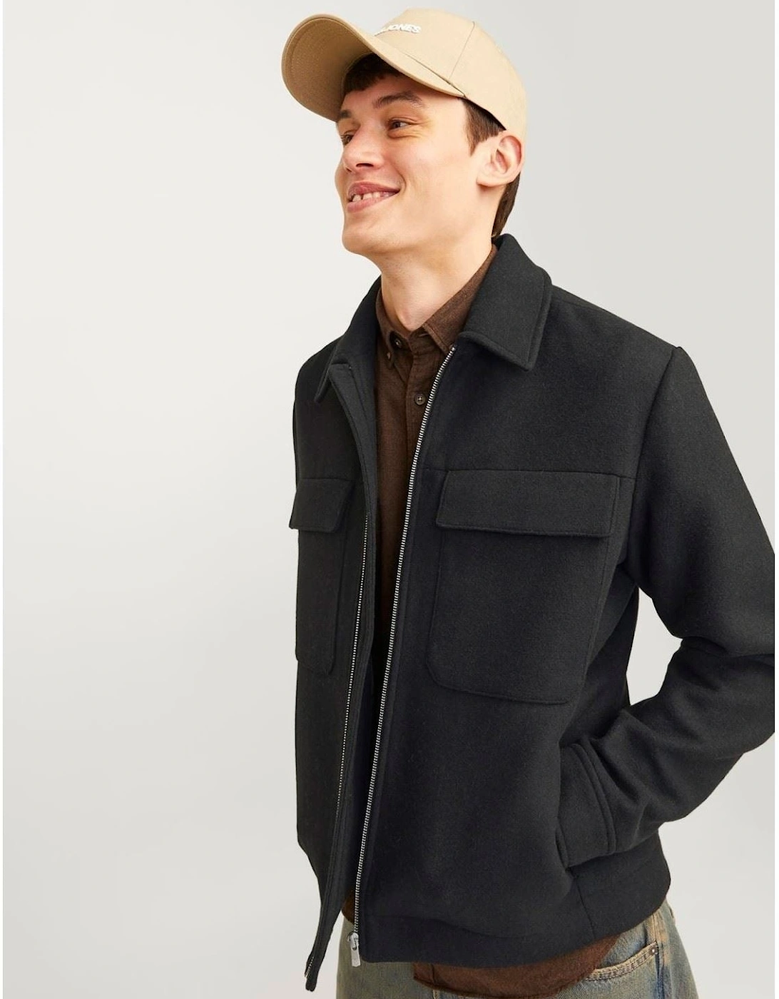 Jack & Jones Men's Black Russell Wool Jacket - : 42/Regular Xl