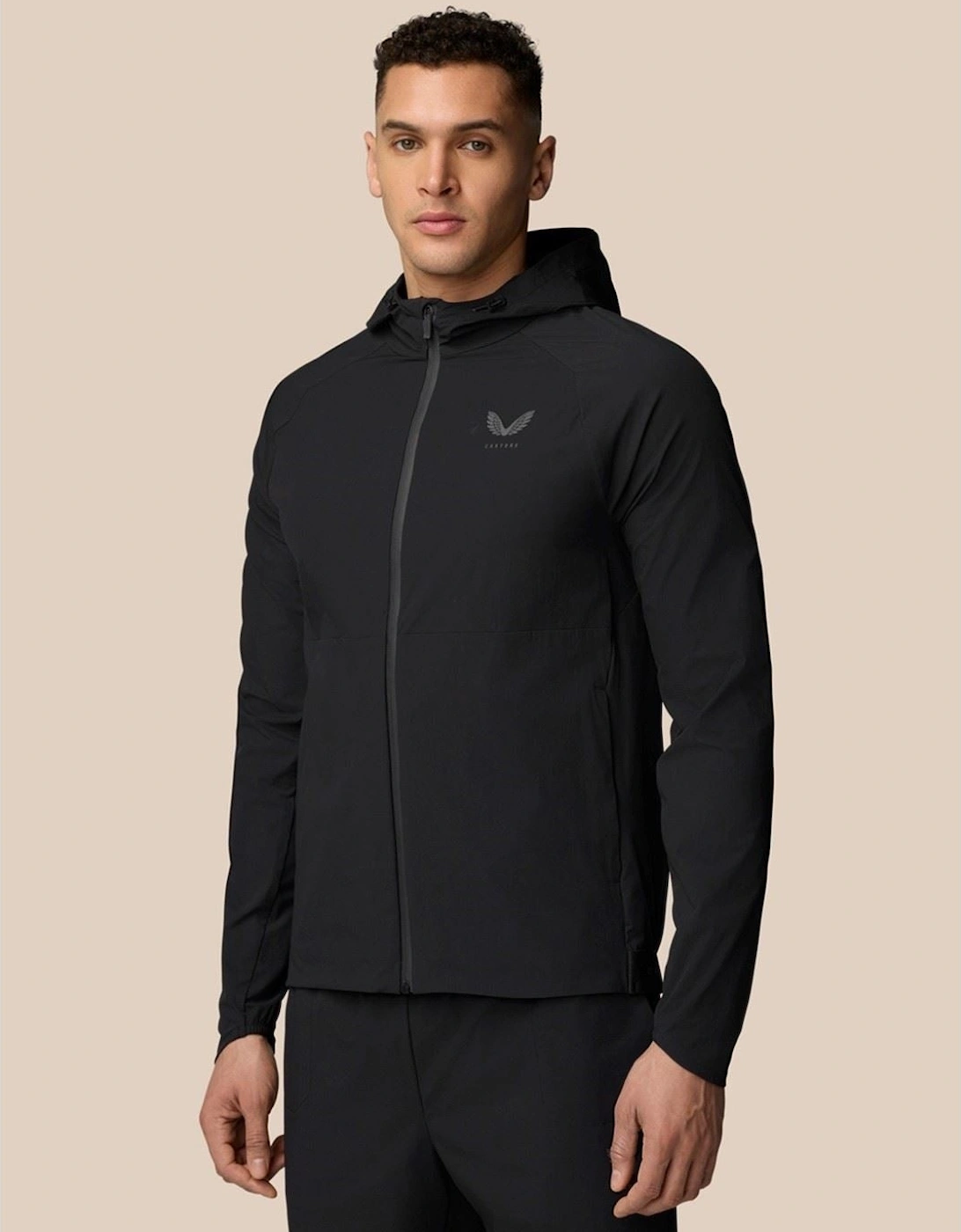 Branded Elastic Wind Jacket Men's Black