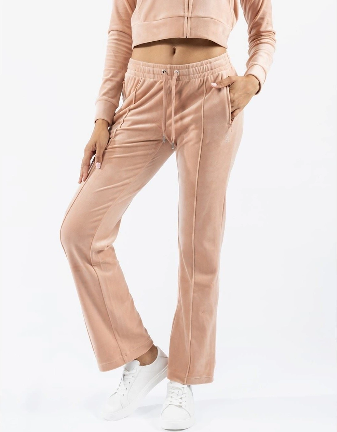 Velour Track Pant Polyester Women's Beige Joggers, 7 of 6