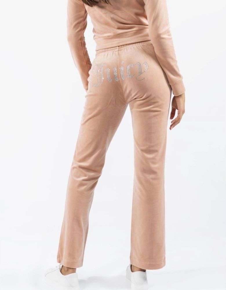 Velour Track Pant Polyester Women's Beige Joggers