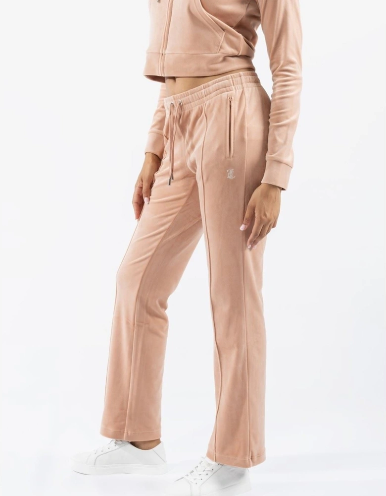 Velour Track Pant Polyester Women's Beige Joggers
