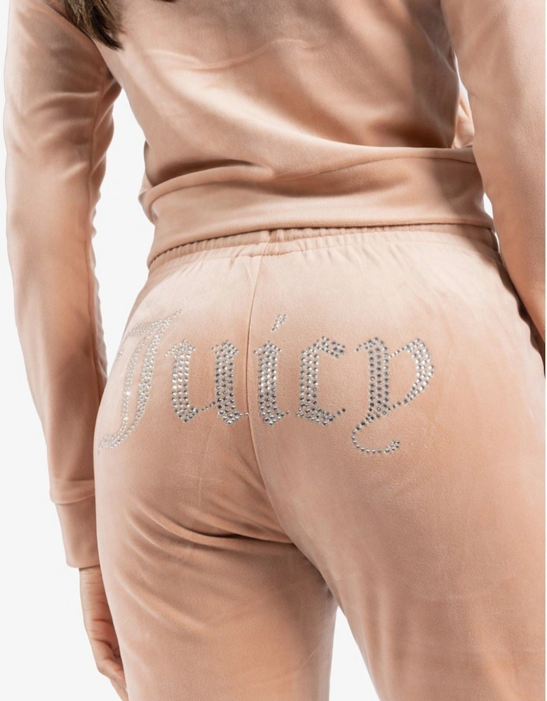 Velour Track Pant Polyester Women's Beige Joggers