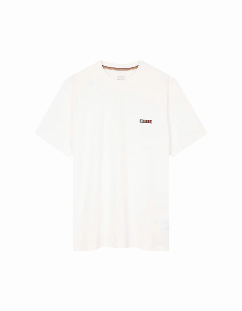 Multi Stripe Emb T-Shirt 01 WHITE