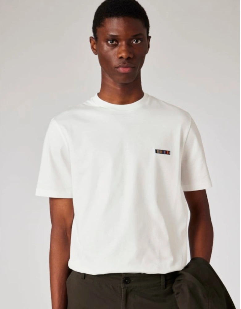 Multi Stripe Emb T-Shirt 01 WHITE