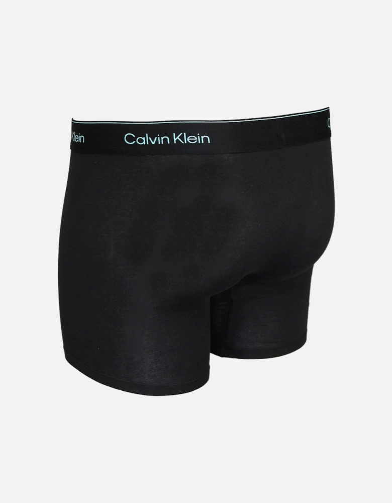 3-Pack Icon Cotton Stretch Coloured Logos Boxer Briefs, Black With Waistband in White/Blue/Leafy Fun