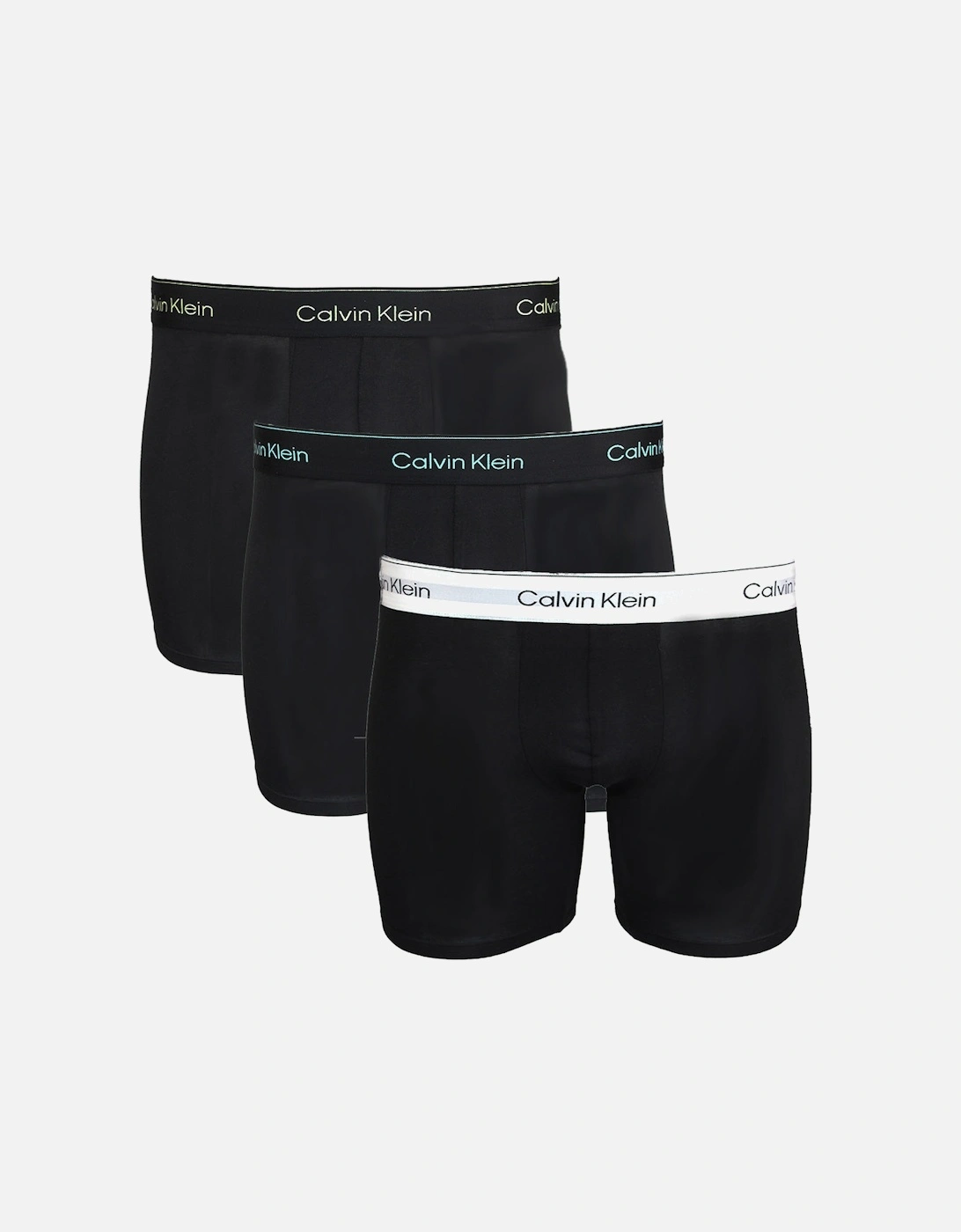 3-Pack Icon Cotton Stretch Coloured Logos Boxer Briefs, Black With Waistband in White/Blue/Leafy Fun, 3 of 2