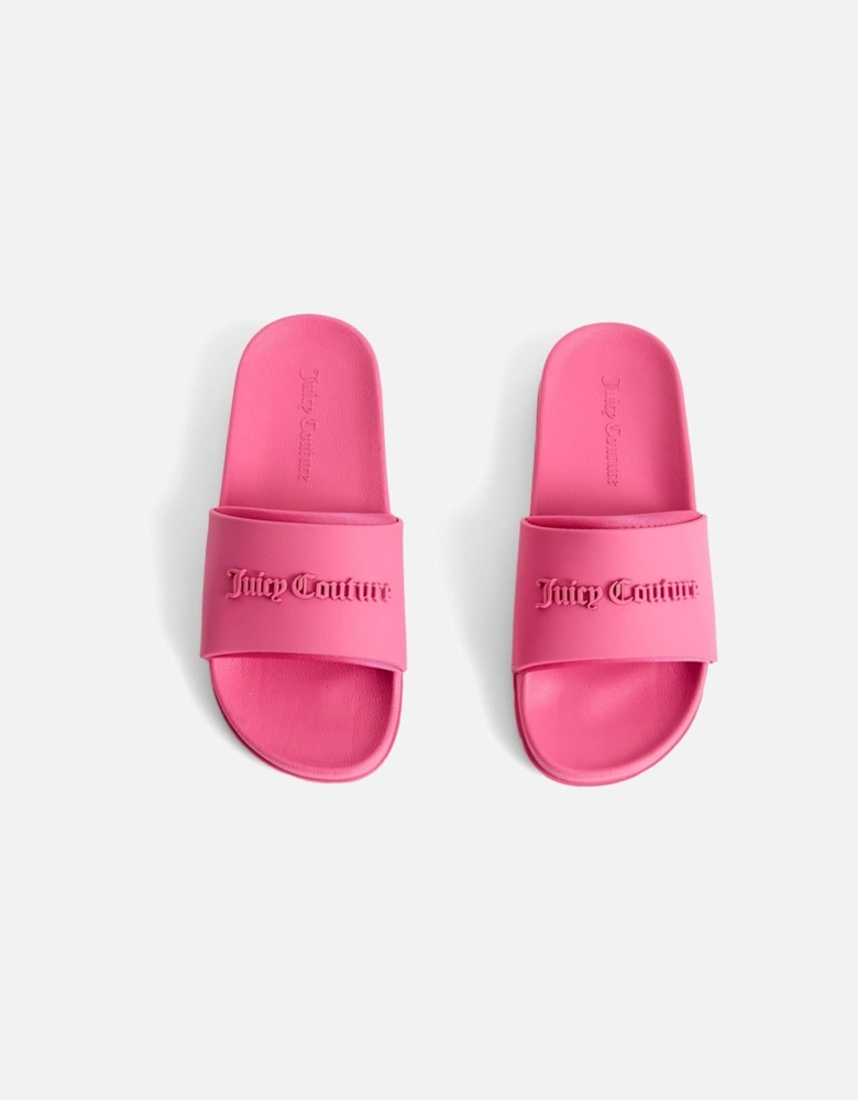 Embossed PVC Women's Pink Glow Slides
