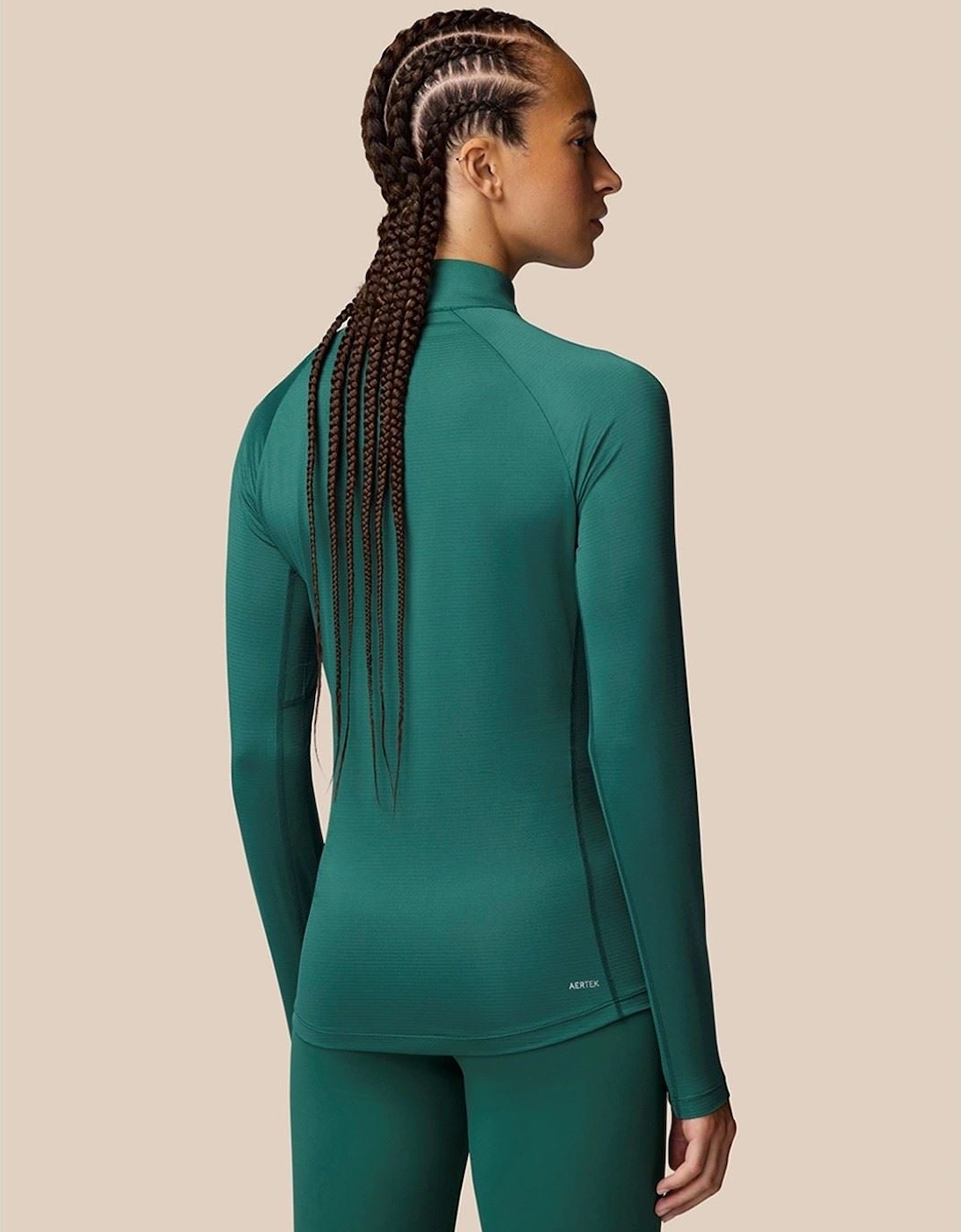 1/2 Zip Long Sleeve Top Polyester Women's Dark Turquoise, 7 of 6