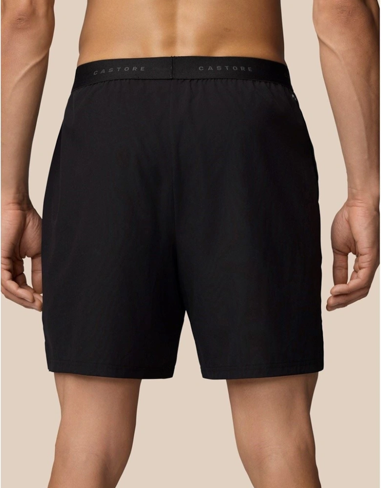 Branded Elastic Shorts Synthetic Men's Black Knee-Length Shorts