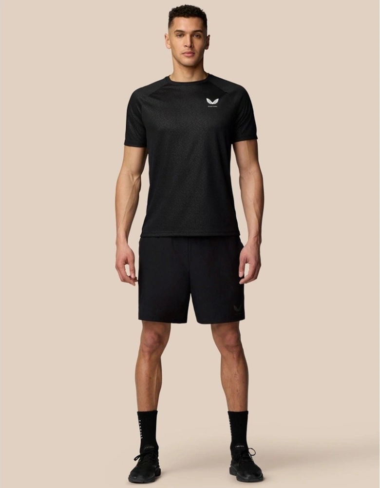 Branded Elastic Shorts Synthetic Men's Black Knee-Length Shorts
