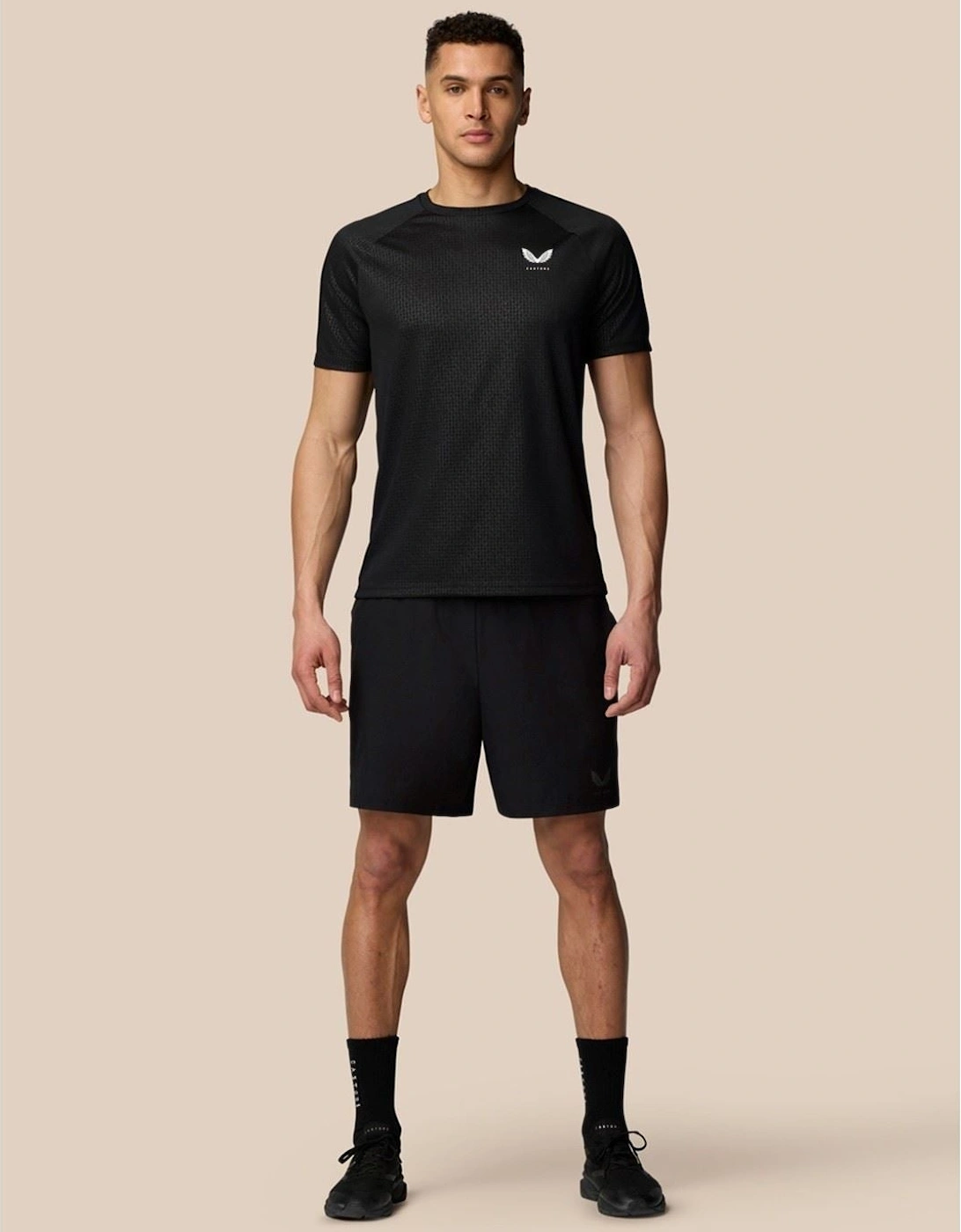 Branded Elastic Shorts Synthetic Men's Black Knee-Length Shorts