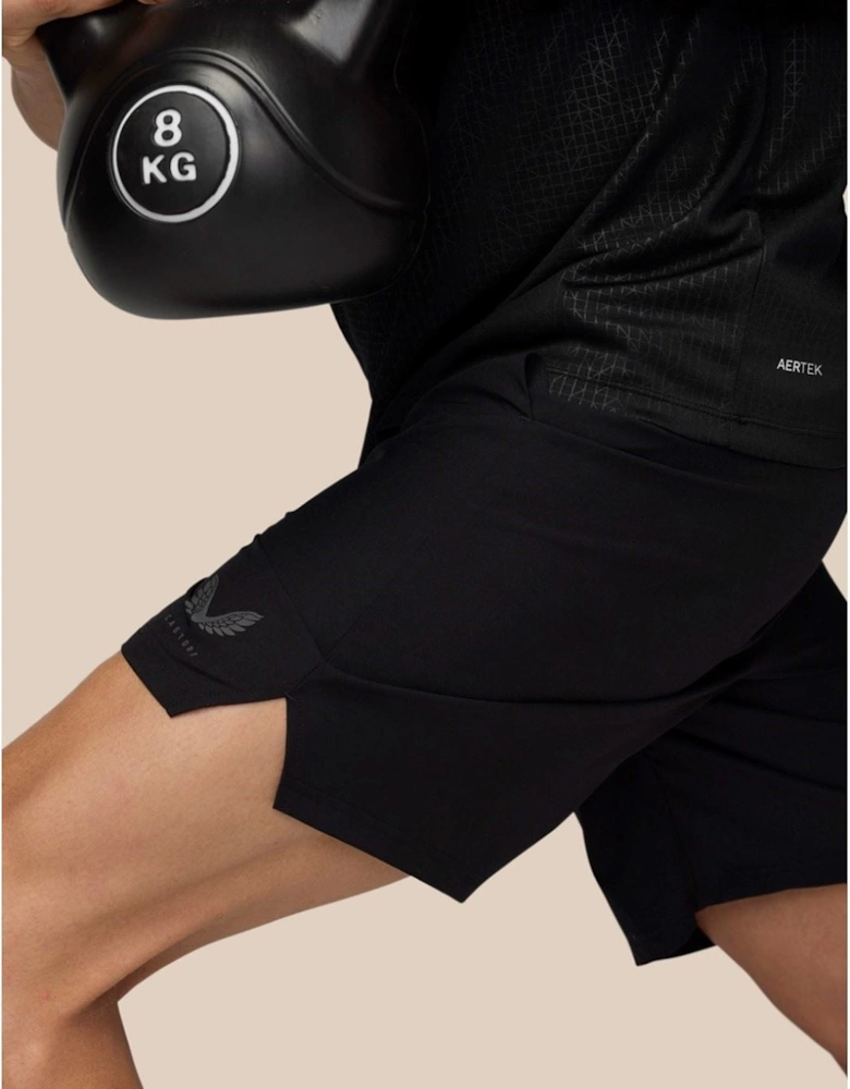 Branded Elastic Shorts Synthetic Men's Black Knee-Length Shorts