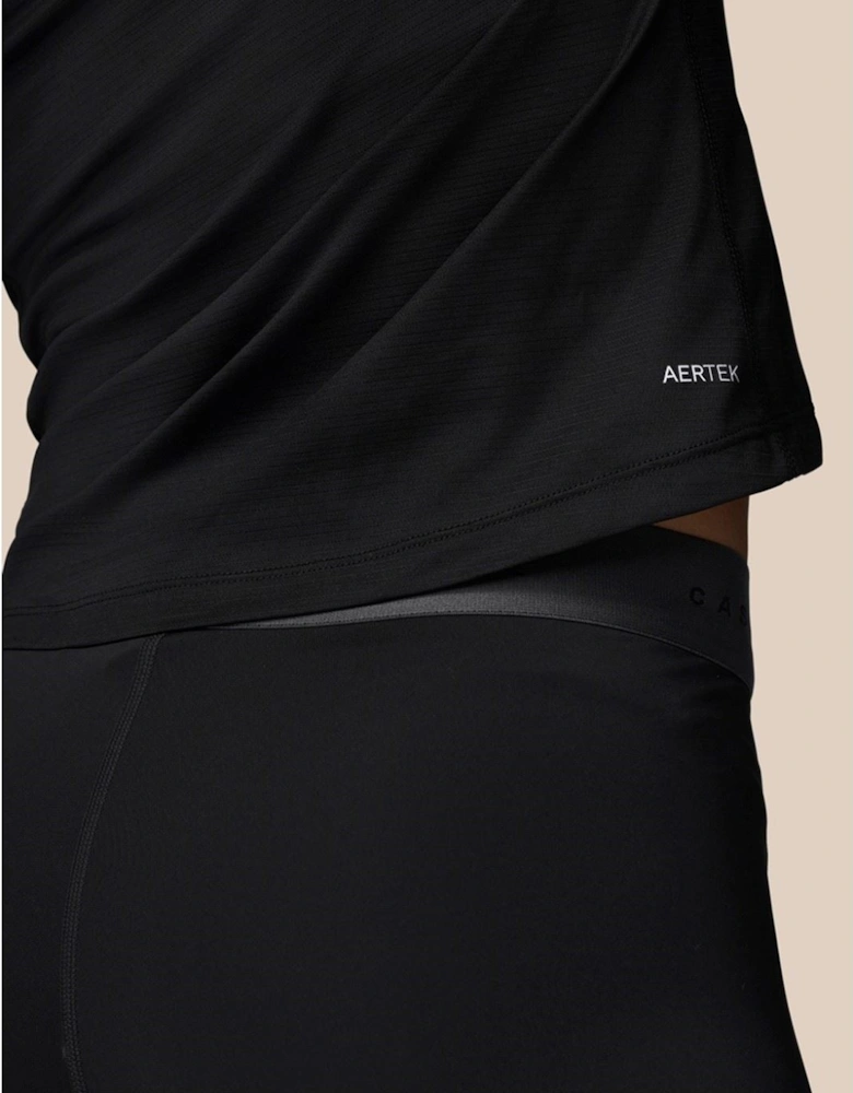 1/2 Zip Long Sleeve Top Polyester Women's Black