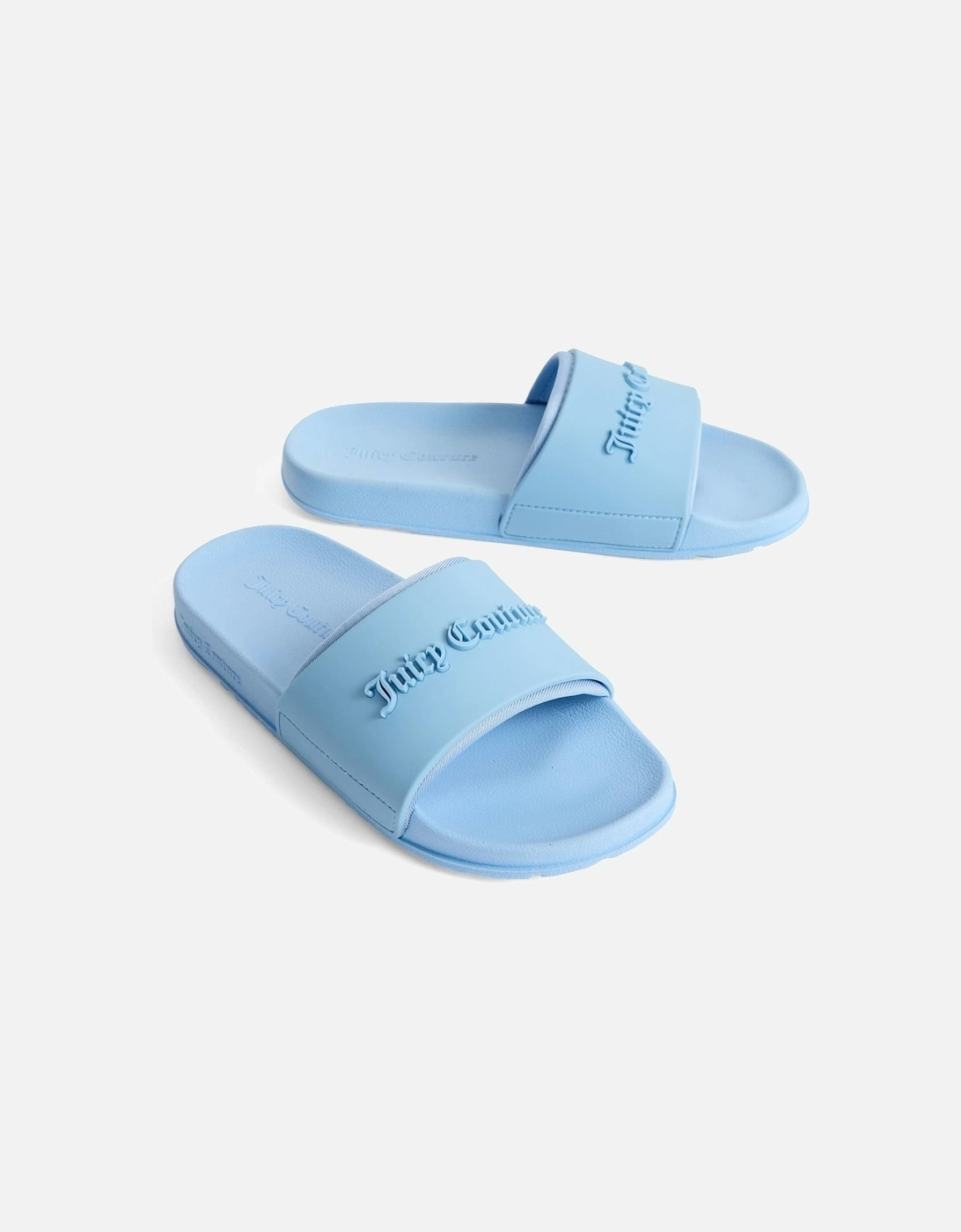 Embossed PVC Women's Dusk Blue Slides, 6 of 5