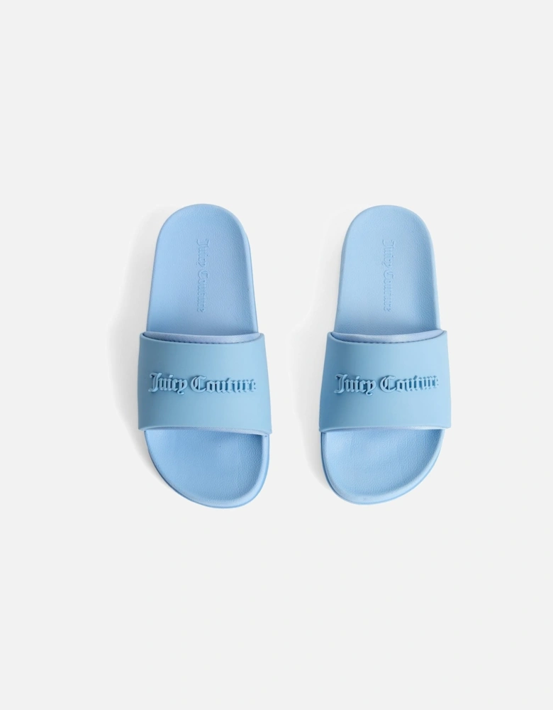 Embossed PVC Women's Dusk Blue Slides