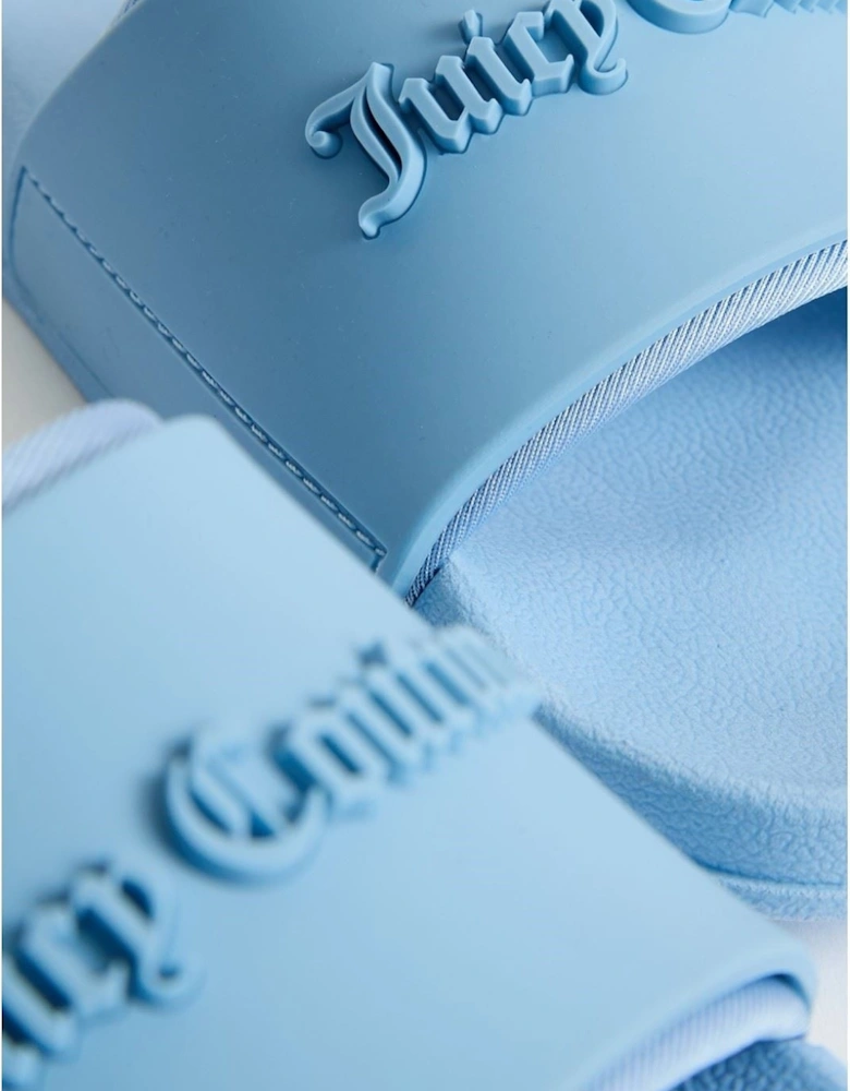 Embossed PVC Women's Dusk Blue Slides