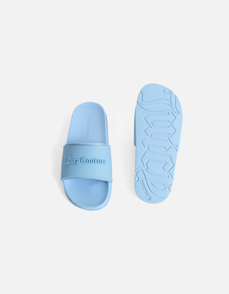 Embossed PVC Women's Dusk Blue Slides