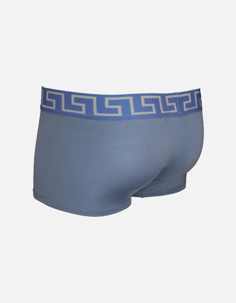 Greca Border Boxer Trunk, Stone Blue/Silver