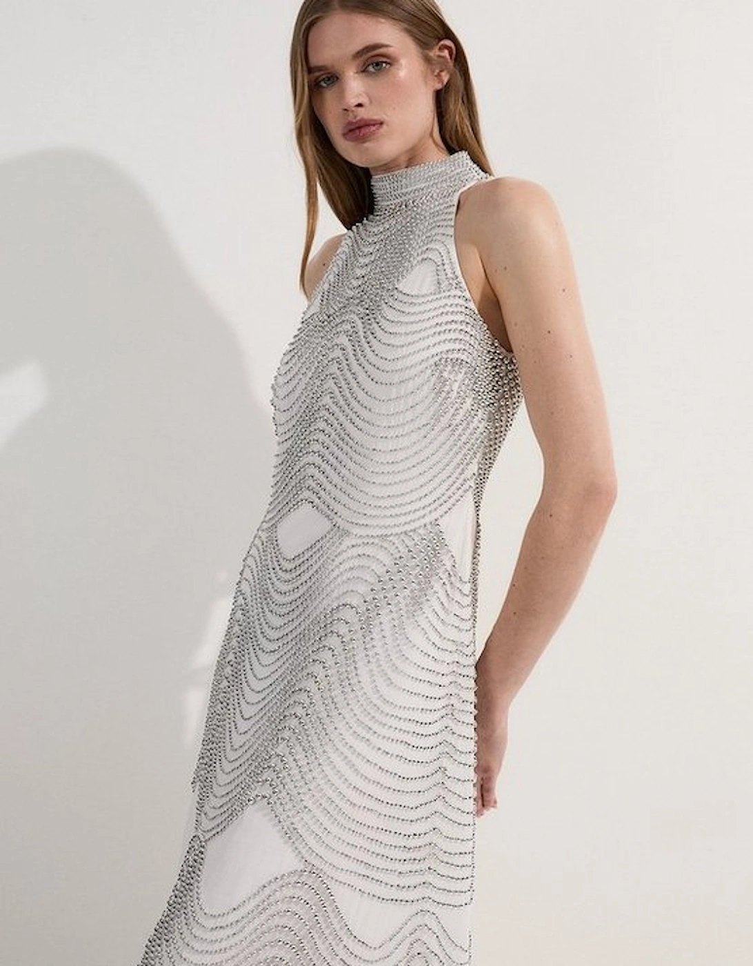 Embellished Geo Halter Woven Maxi Dress, 5 of 4