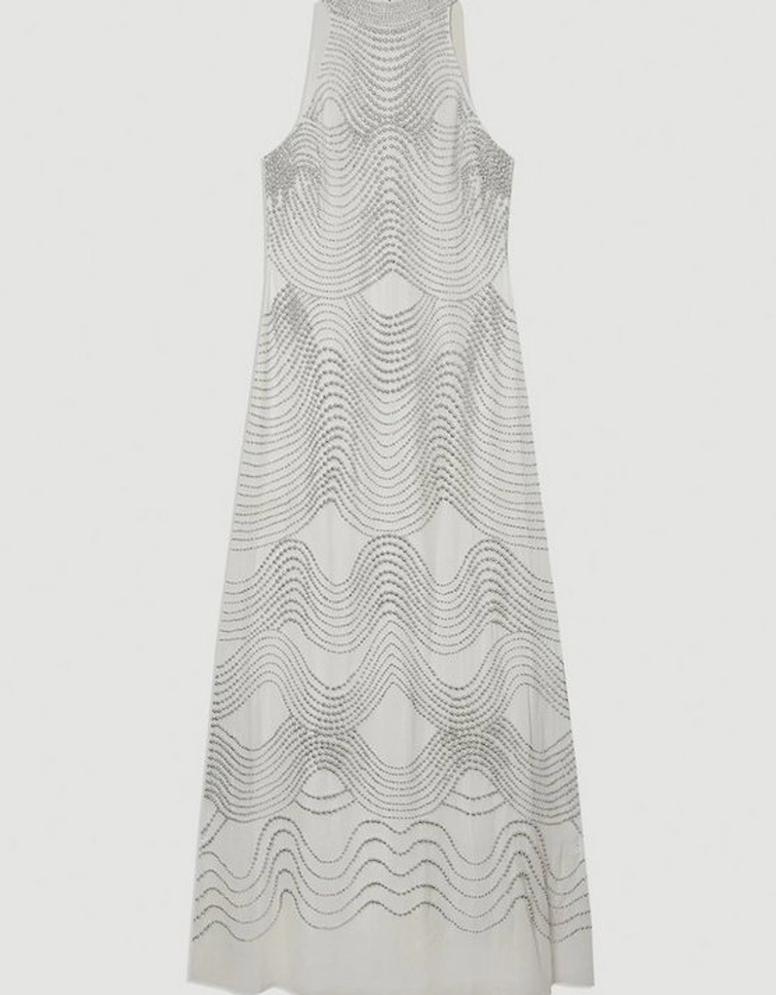 Embellished Geo Halter Woven Maxi Dress