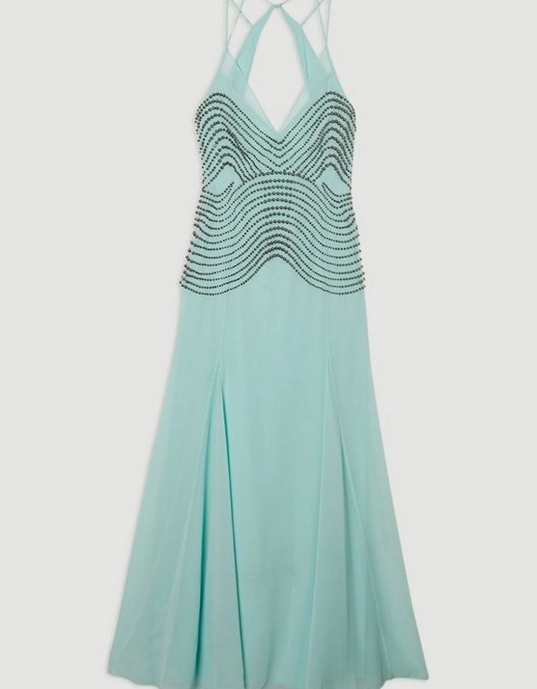 Embellished Geo Strappy Woven Maxi Dress