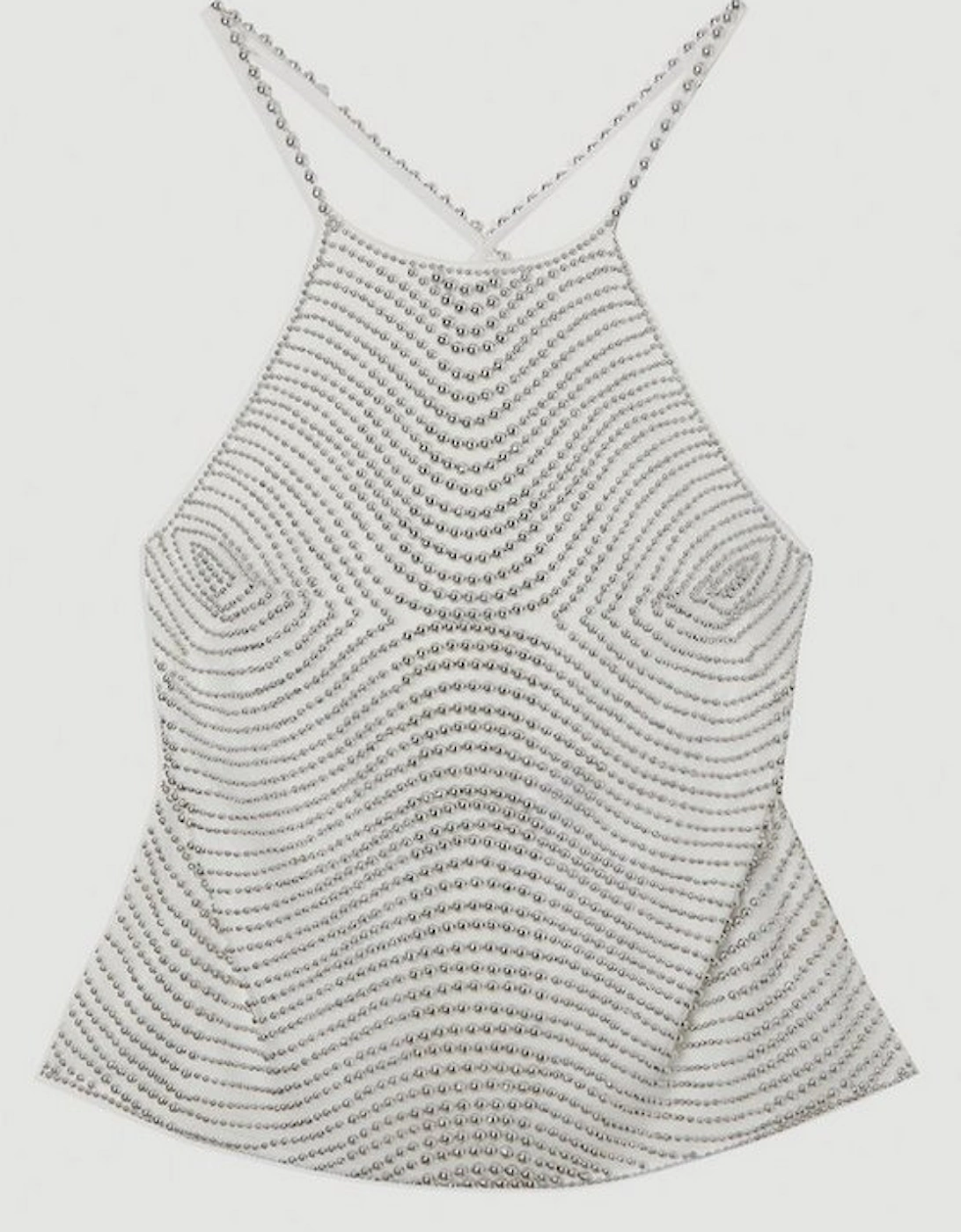 Embellished Geo Halter Woven Top