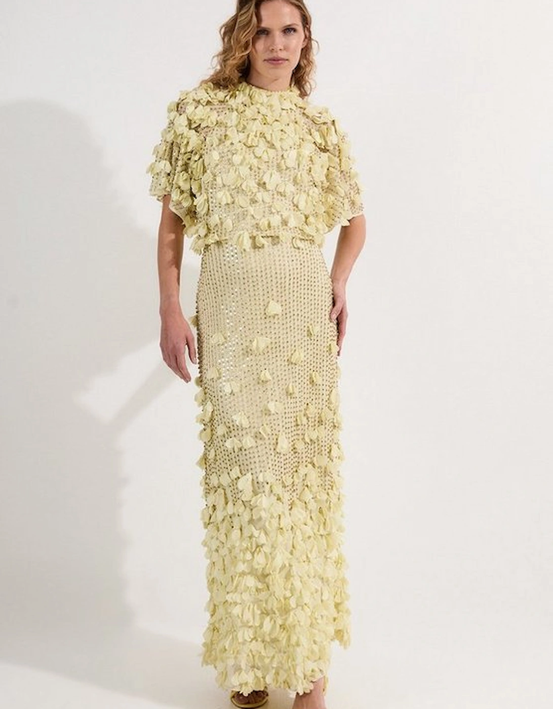 Crystal Applique Angel Sleeve Woven Maxi Dress, 5 of 4