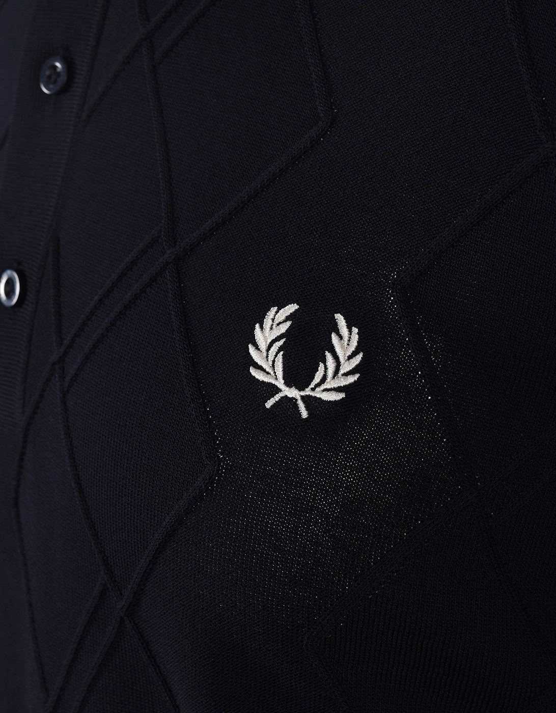 Cable Knitted Polo Shirt Navy