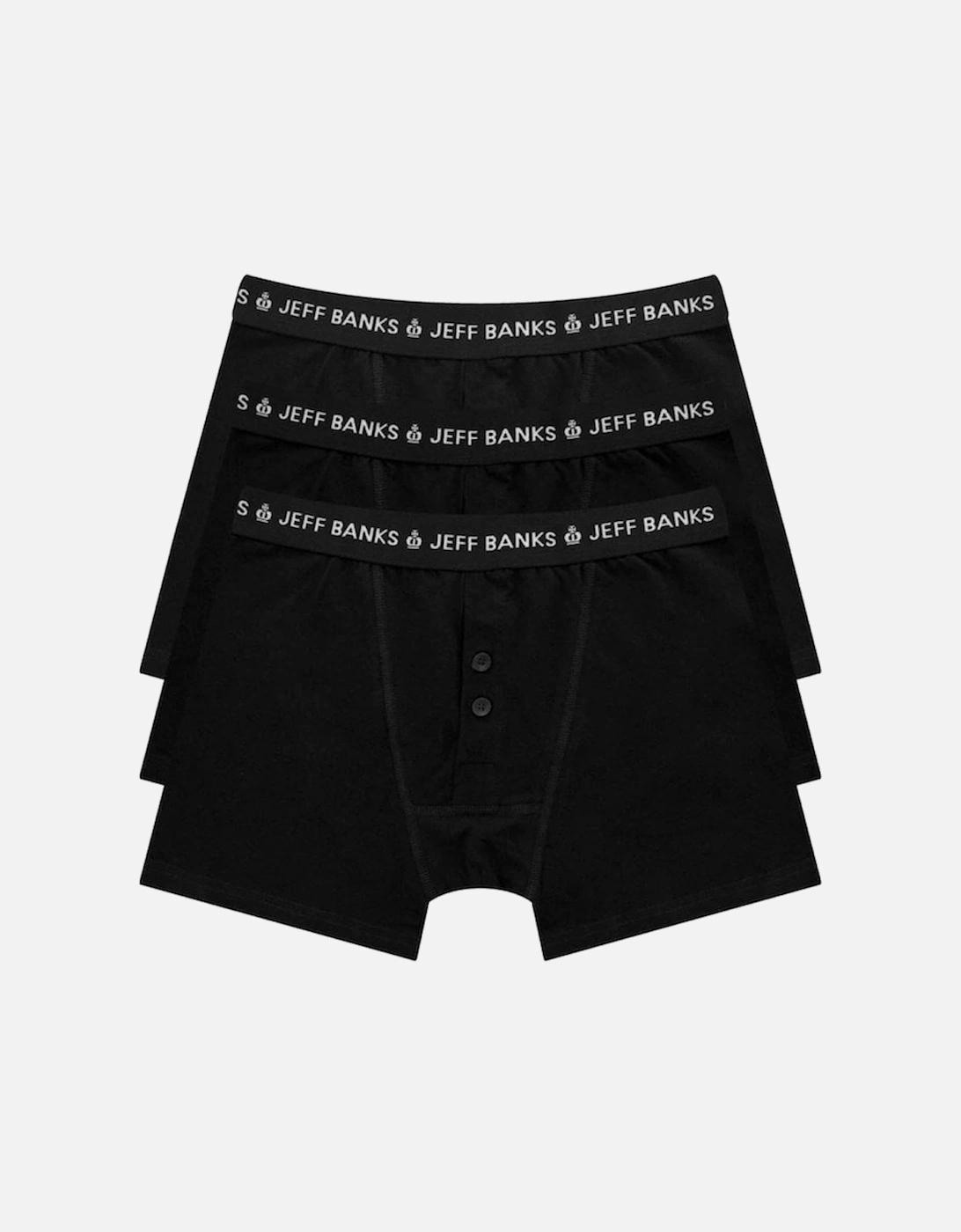 London 3pk Button Fly Boxer Black, 2 of 1