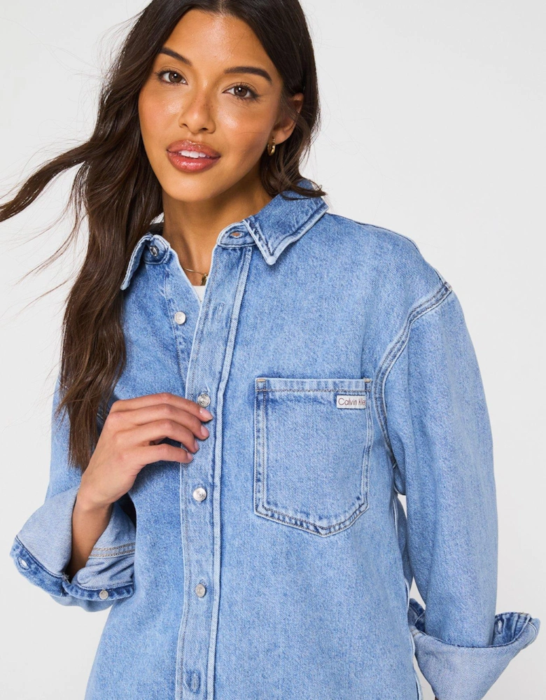 Oversized Denim Shirt - Blue
