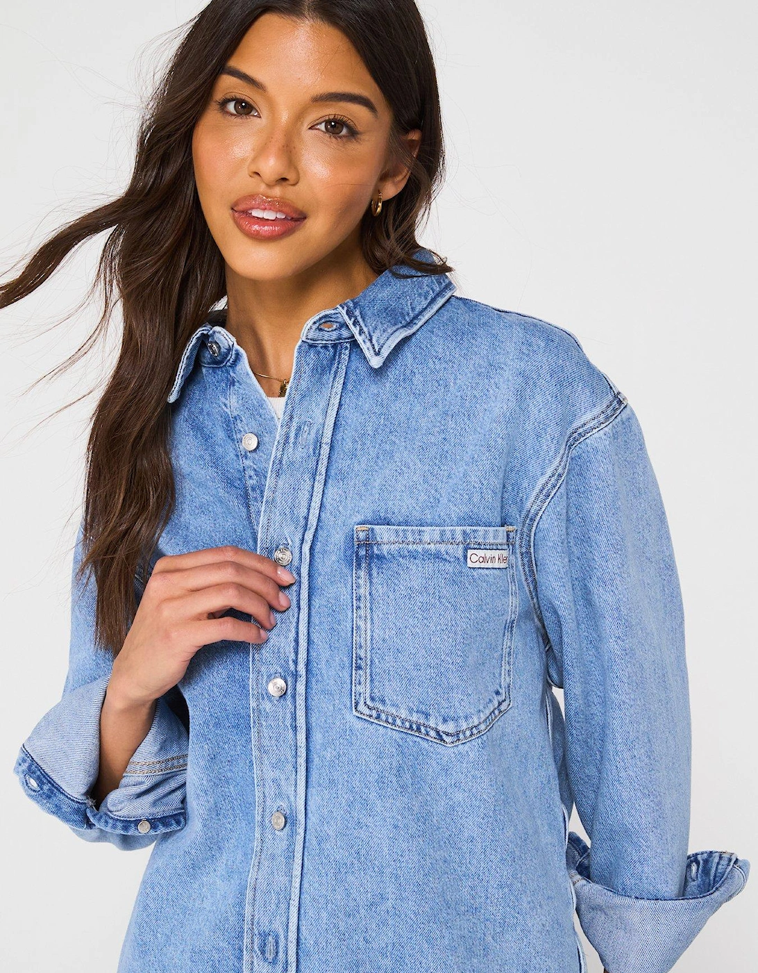 Oversized Denim Shirt - Blue