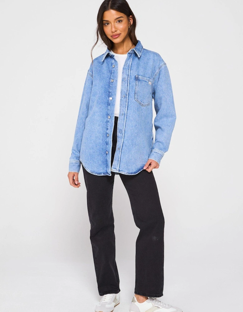 Oversized Denim Shirt - Blue