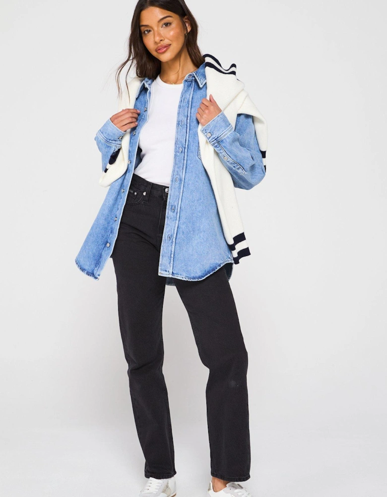 Oversized Denim Shirt - Blue