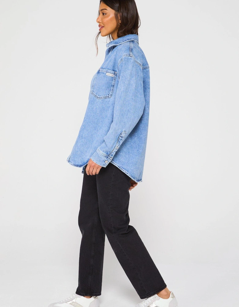 Oversized Denim Shirt - Blue