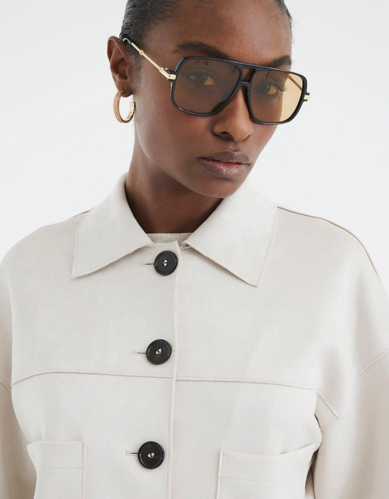 Suedette Overshirt - Light Stone