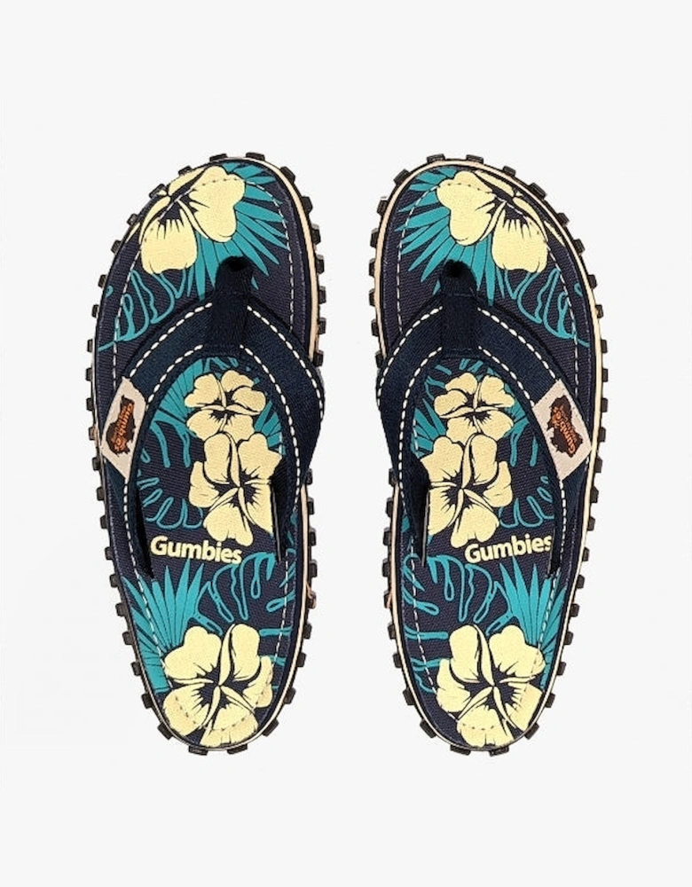 ISLANDER Unisex Recycled Flip-Flops Blue Hibiscus