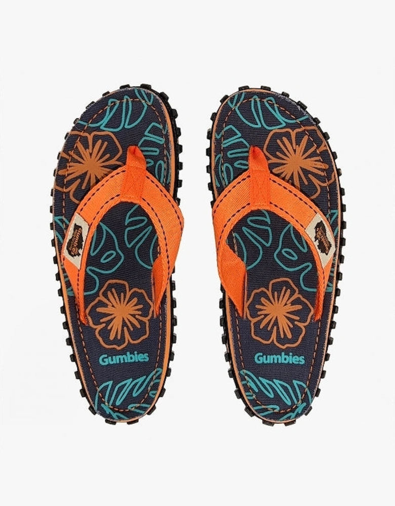 ISLANDER Unisex Recycled Flip-Flops Orange Hibiscus