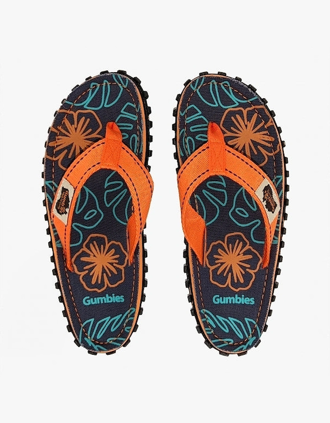 ISLANDER Unisex Recycled Flip-Flops Orange Hibiscus, 2 of 1