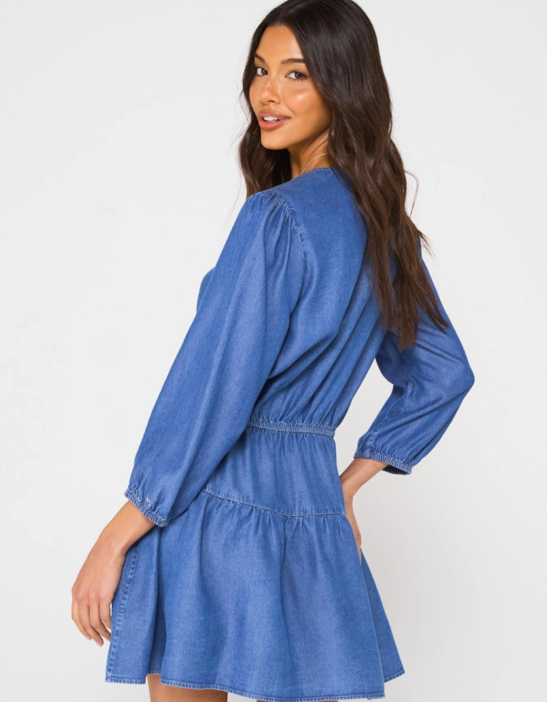 Chambray Mini Dress - Blue