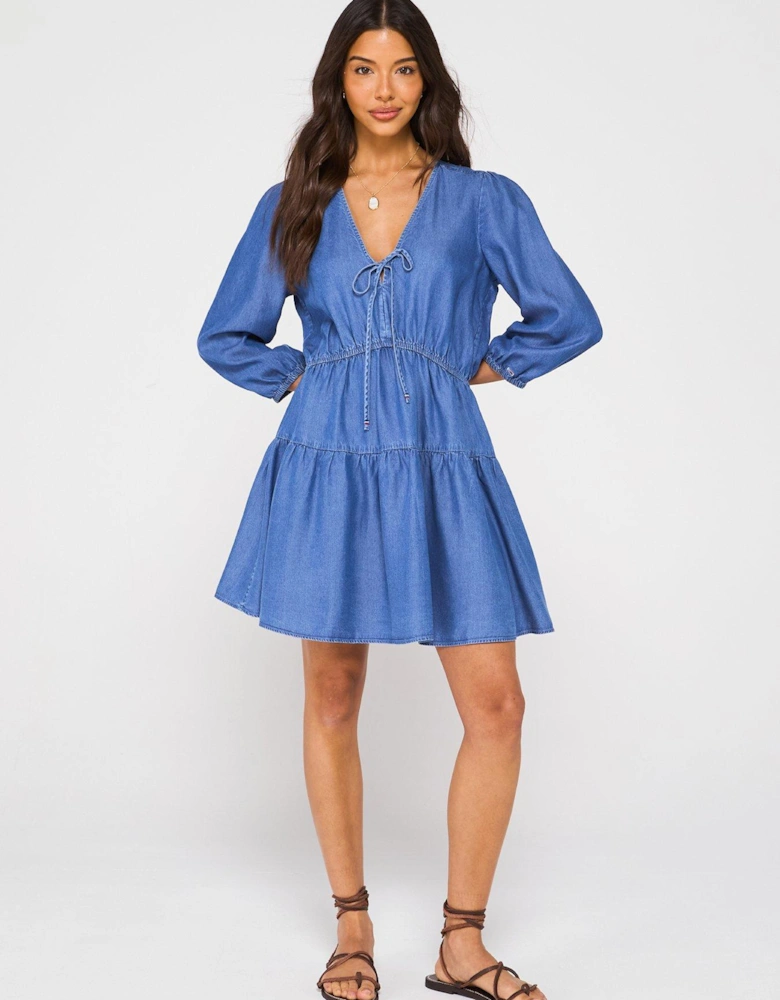 Chambray Mini Dress - Blue