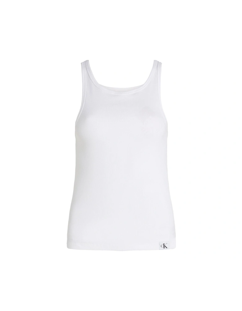 Cotton Ribbed Tank Top - White