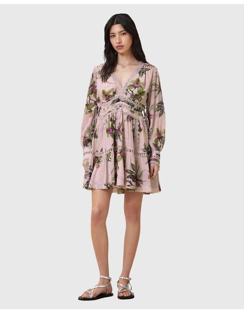 Xanthe Long Sleeve Mini Dress - Pink