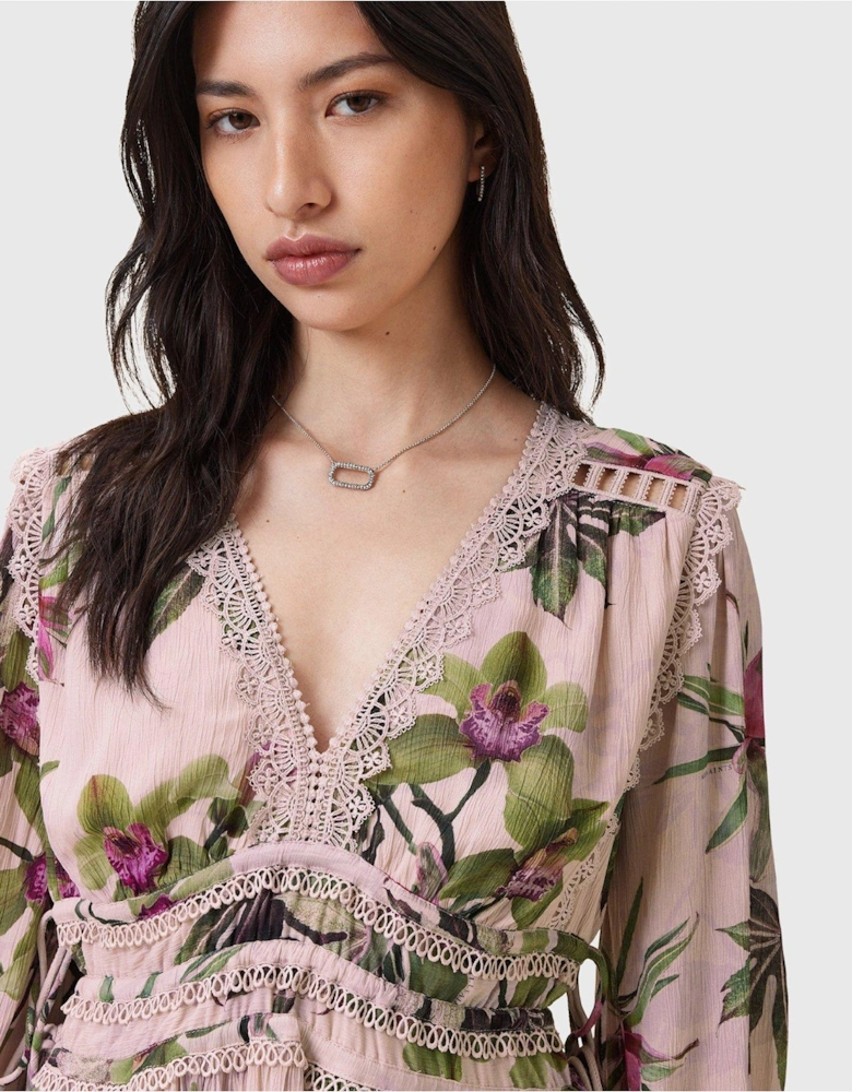 Xanthe Long Sleeve Mini Dress - Pink