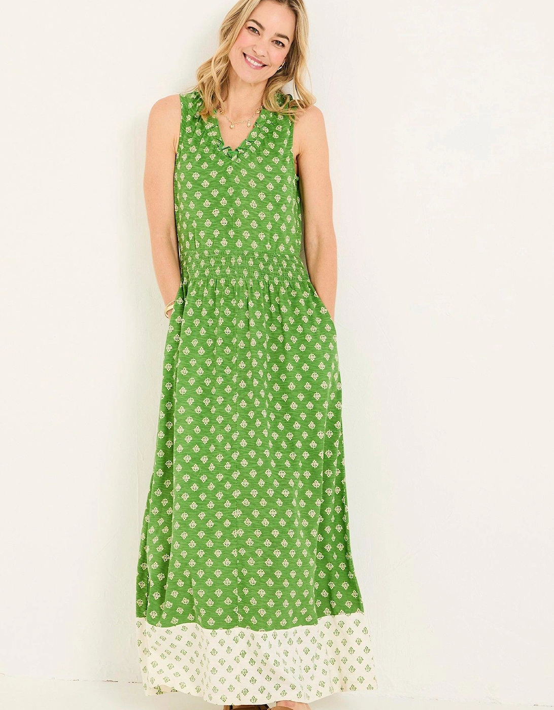 Ellie Woodblock Maxi Dress - Green, 2 of 1
