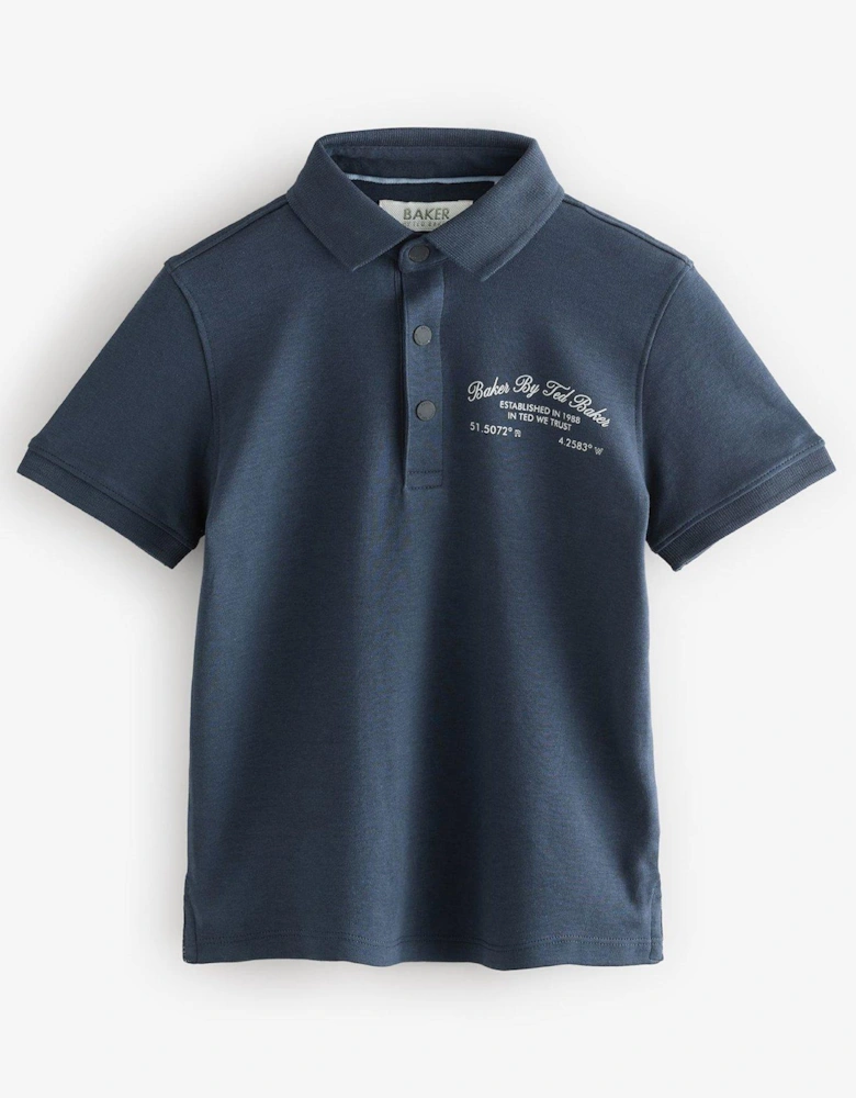 Graphic Polo Shirt - Navy